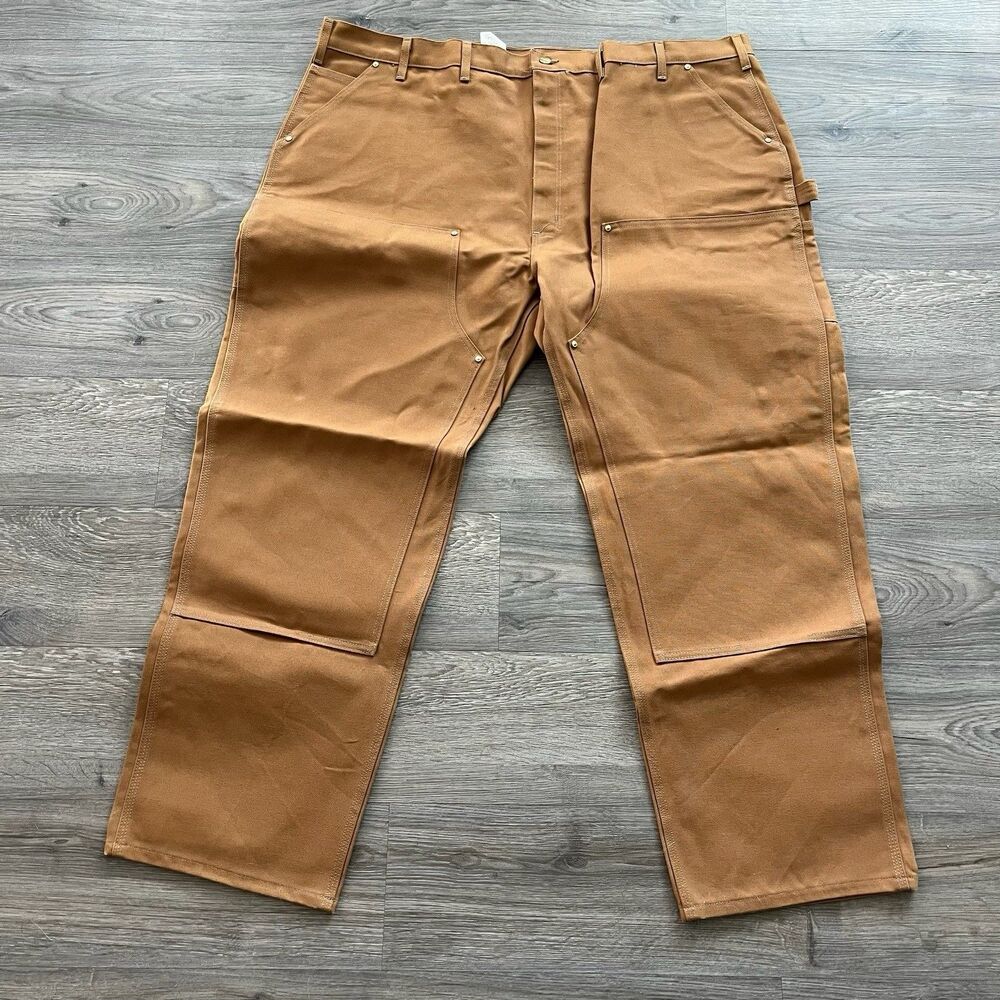 Carhartt Double Front Work Dungaree Pants Brown Mens 50x32 B01 NEW